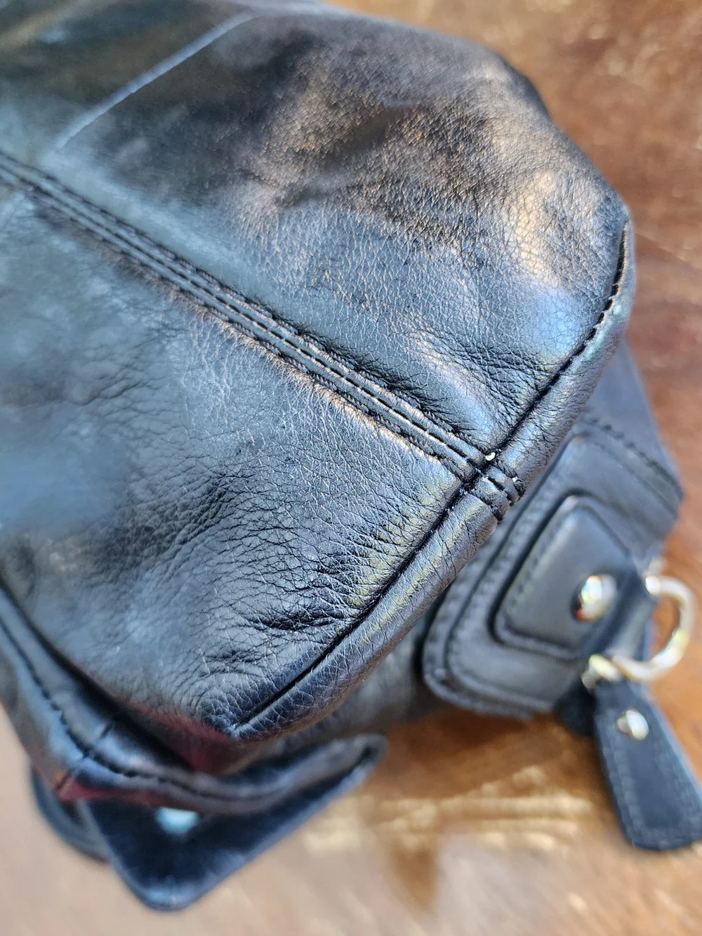 COACH Kristin Black Leather Satchel Handbag Y2K Archival Silver Clasp